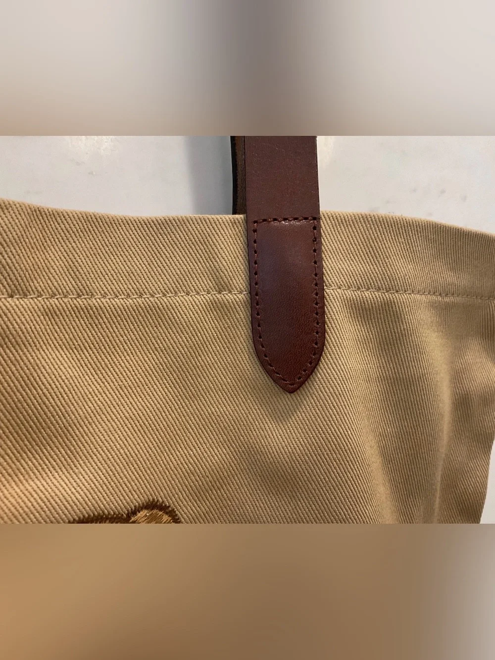 Polo Ralph Lauren Khaki Tan BEACH SHOP BEAR Cotton Twill Embroidered Tote Bag